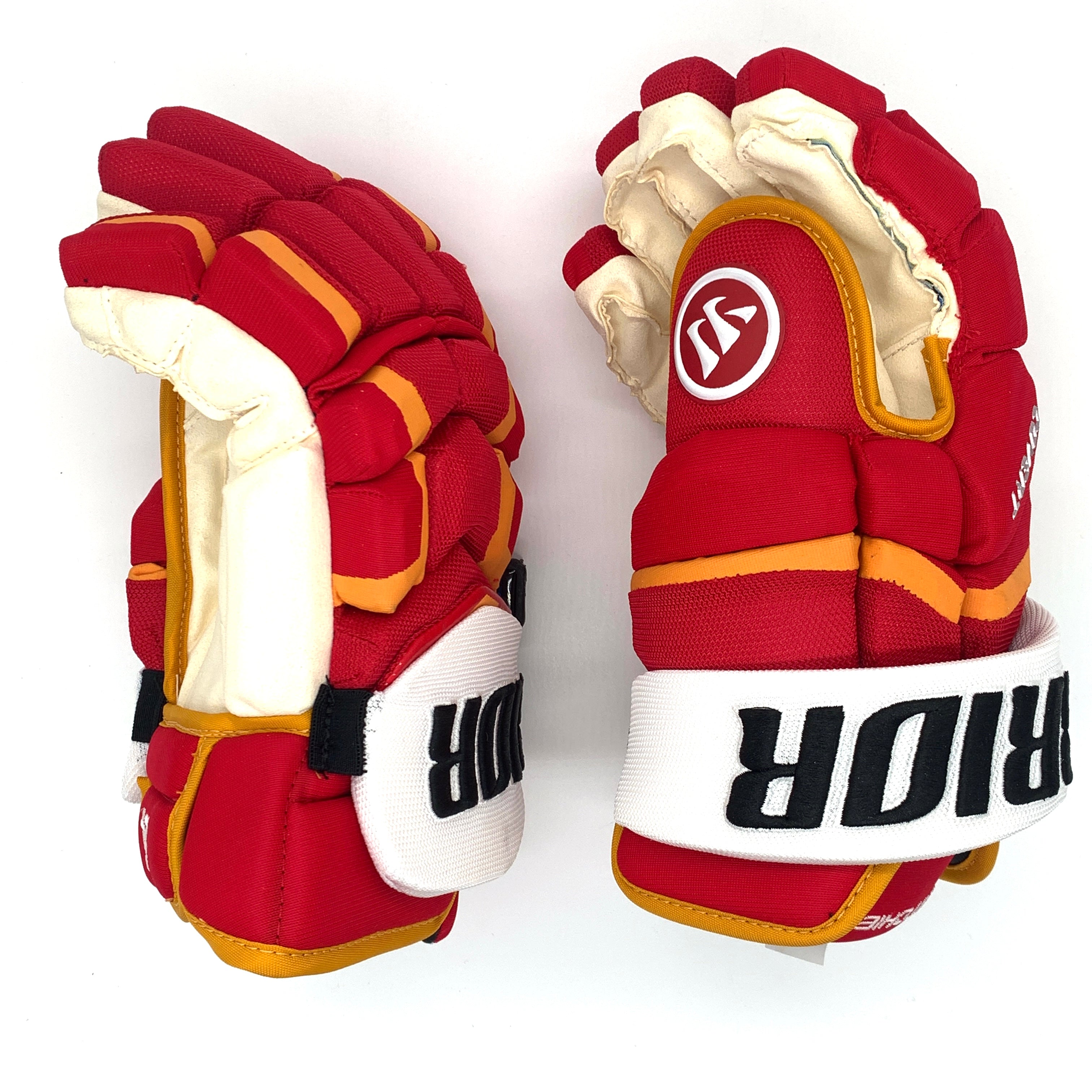 Warrior Covert QRL Pro - Gant NHL Pro Stock - Brett Ritchie (Rouge/Jaune/Blanc)